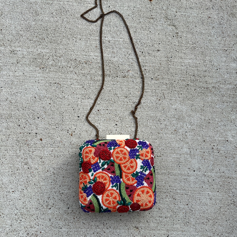 Beaded Fruit Crossbody Bag